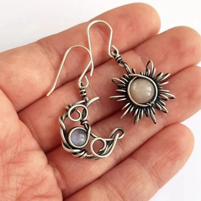 Bohemian Moon Star Dangle Earrings Women Asymmetrical Drop Jewelry Celestial