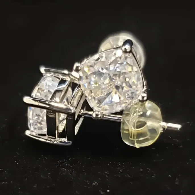 Geometric Cushion Cut Cubic Zirconia Stud Earrings Copper Alloy Gift