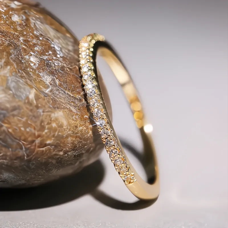 Minimalist Thin Cubic Zirconia Rings for Women Wedding Band Fashion Jewelry