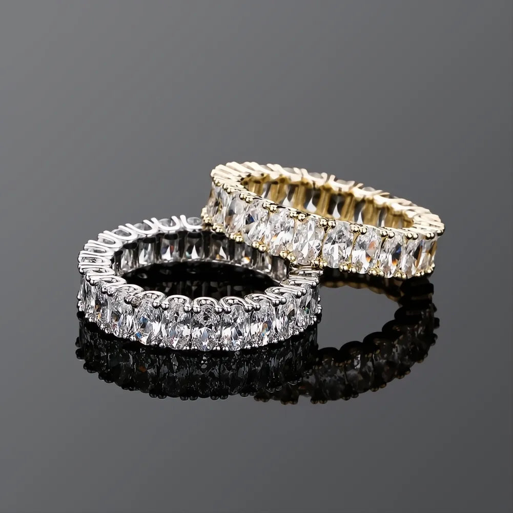 White Gold Plated Iced Out Ring Set | Micro Pave AAA CZ Hip Hop Ring for Men
