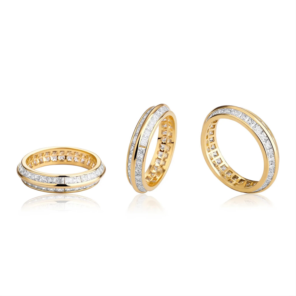Gold Iced Out Baguette CZ Ring | Hip Hop Punk Bling Ring Unisex Jewelry