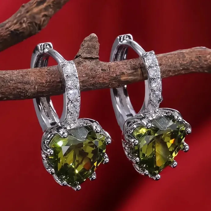 Heart Zirconia Drop Earrings for Women Copper Wedding Party Gift