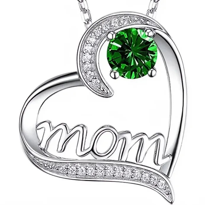 Heart Shape MOM Crystal Pendant Necklace Copper Alloy Jewelry Gift