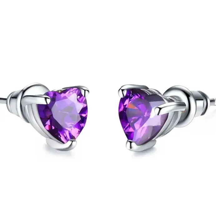 Multi-Color Heart Cubic Zirconia Stud Earrings for Women Stylish Jewelry