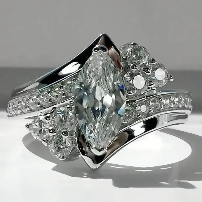 Modern Marquise CZ Crystal Wedding Engagement Ring for Women Jewelry