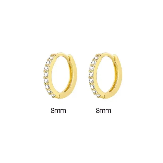 Minimalist Round Copper Hoop Earrings with Cubic Zirconia Geometric Design