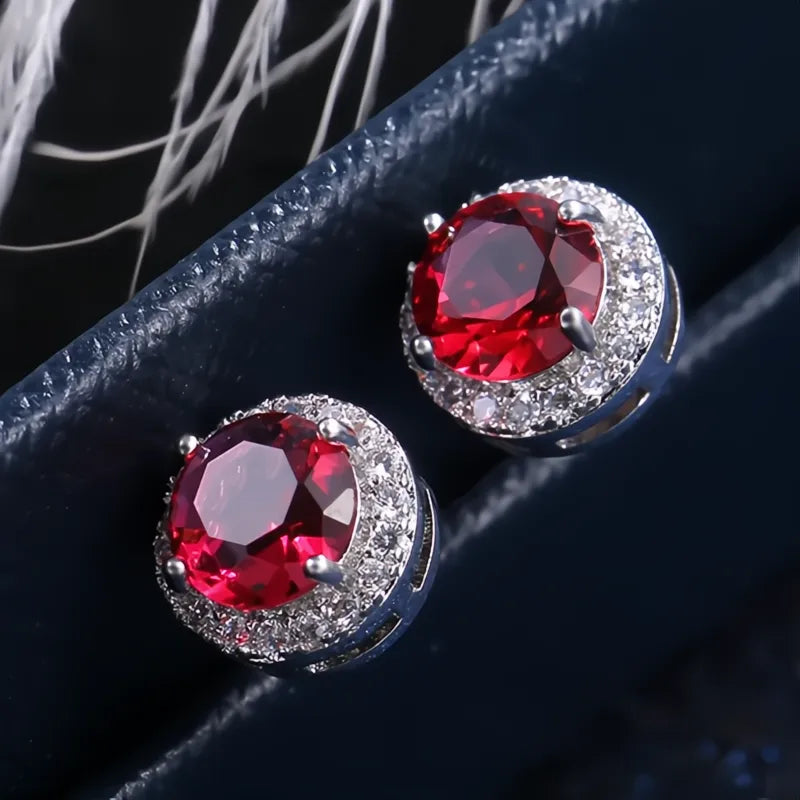 Classic Round Cubic Zirconia Prong Setting Women’s Stud Earrings 6 Colors Wedding Jewelry