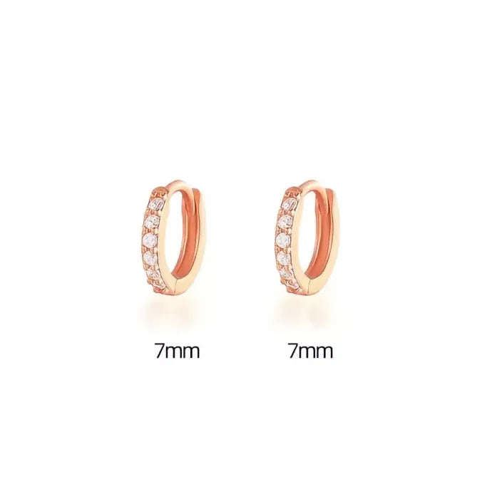 Minimalist Round Copper Hoop Earrings with Cubic Zirconia Geometric Design