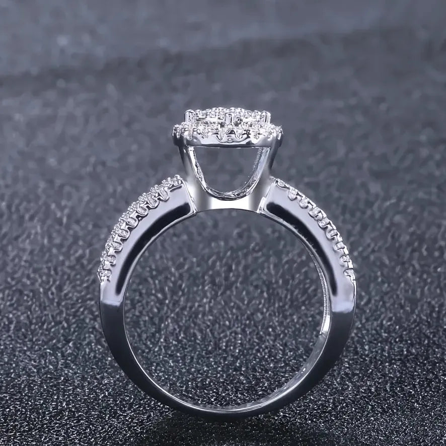 Brass Geometric Cubic Zirconia Wedding Engagement Ring for Women