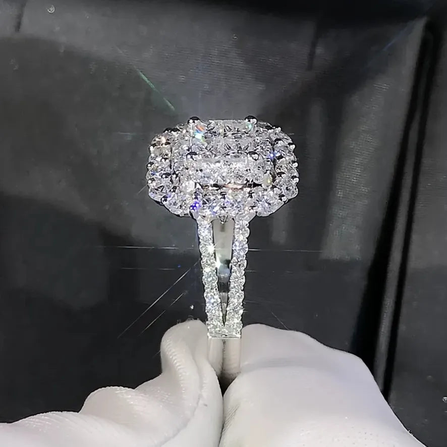 Gorgeous Square Shape Women’s Ring Full Bling Iced Out Micro Pave Cubic Zirconia Bridal Wedding Engagement Ring