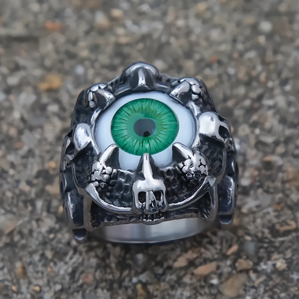 Men's Stainless Steel Gothic Dragon Claw Demon Eye Ring Punk Hip Hop Jewelry Gift