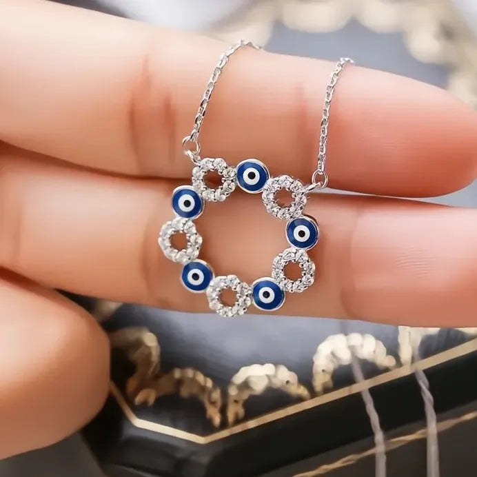 Elegant Lady Circle Pendant Necklace Silver Gold Cubic Zirconia Jewelry