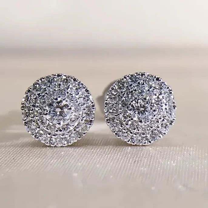 Micro Paved CZ Round Stud Earrings for Women Simple Delicate Fashion Jewelry Copper Alloy