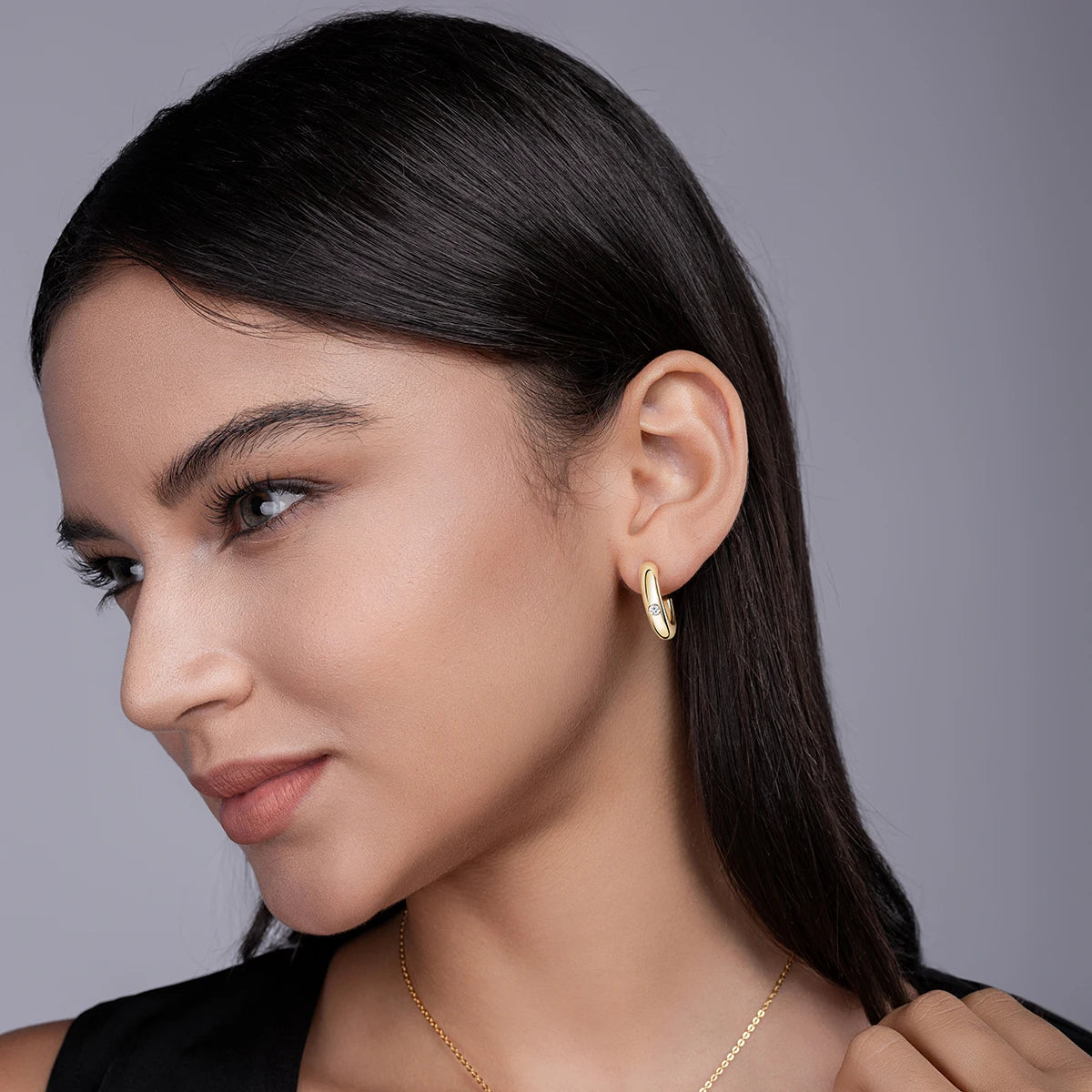 3.0mm Moissanite Hoop Earrings 18K Gold Plated S925 Silver Minimalist Gift Jewelry