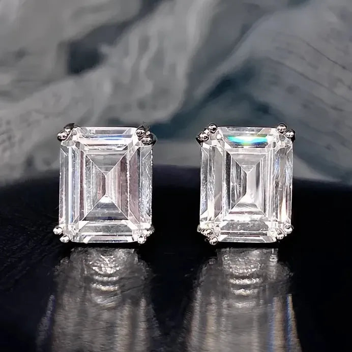 Geometric Square Cubic Zirconia Stud Earrings Unisex for Men & Women