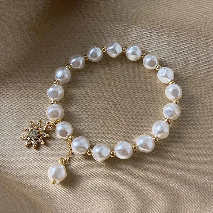 Butterfly Pearl Pendant Cuff Bracelet for Women Luxury Anniversary Gift Jewelry