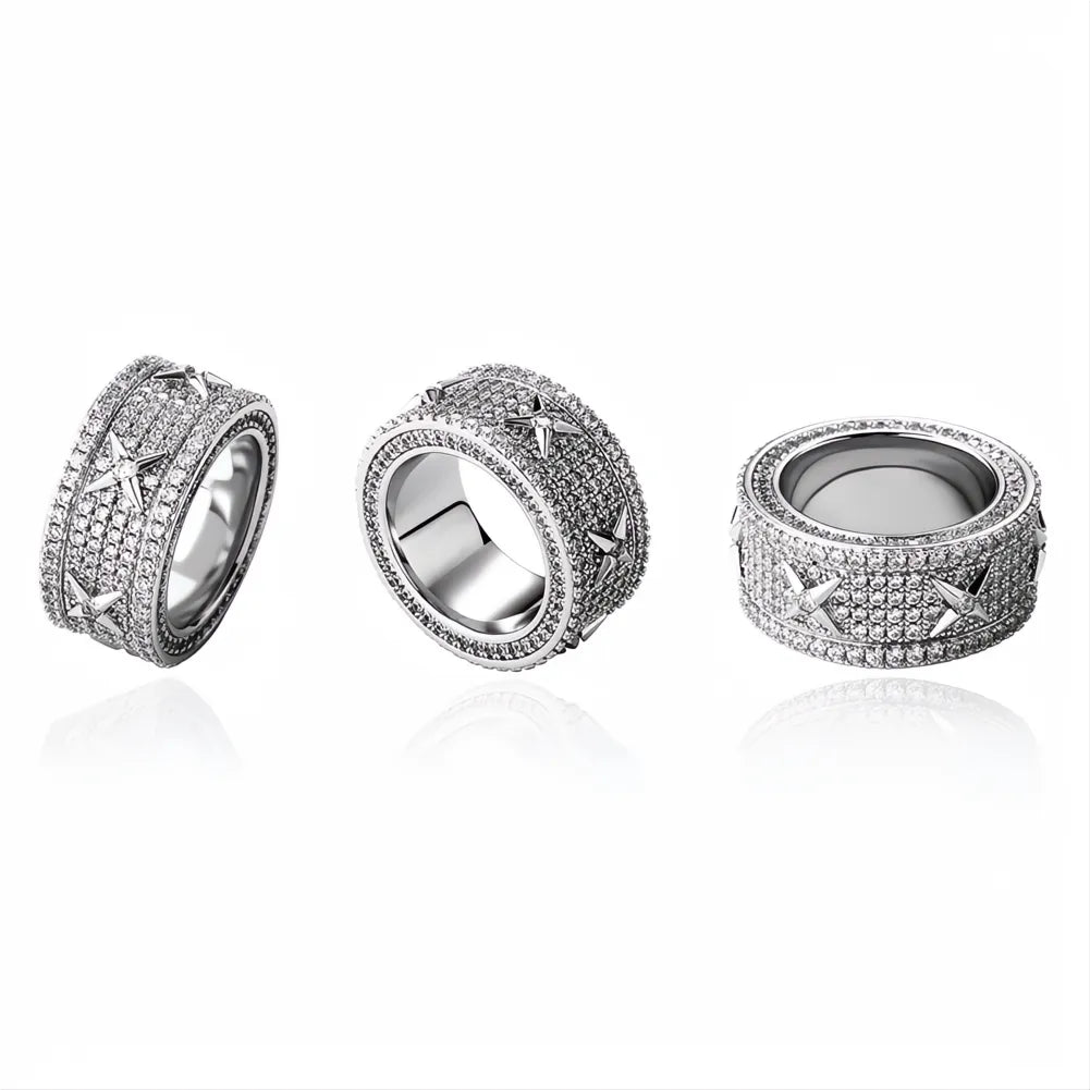 Men’s Luxury Iced Out Ring – White Gold Plated Full Micro Pave CZ Hip Hop Ring