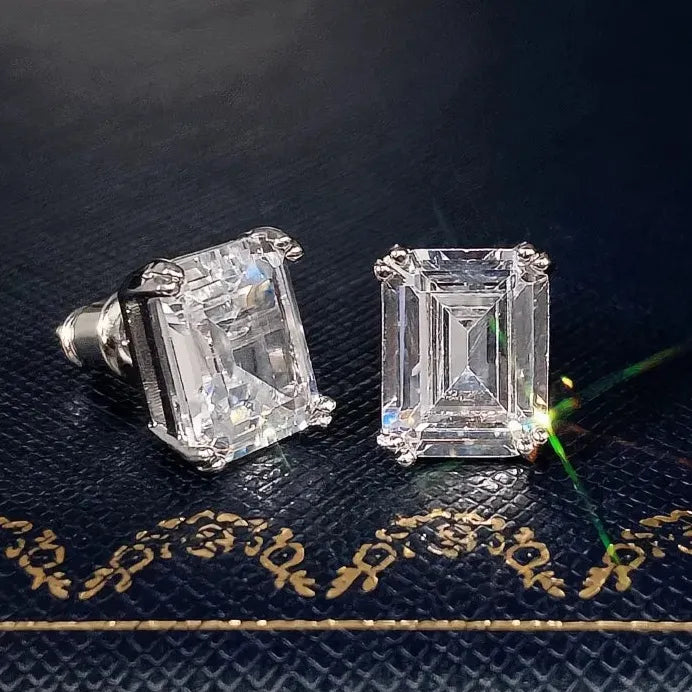 Geometric Square Cubic Zirconia Stud Earrings Unisex for Men & Women