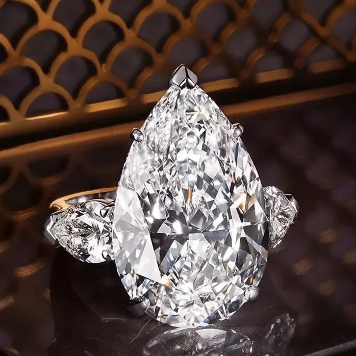 Luxury Crystal Water Drop CZ Engagement Ring for Women Wedding Gift