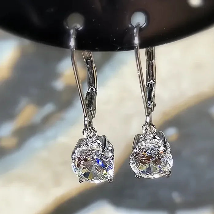 Geometric Round Cubic Zirconia Dangle Earrings for Women Copper Alloy Gift