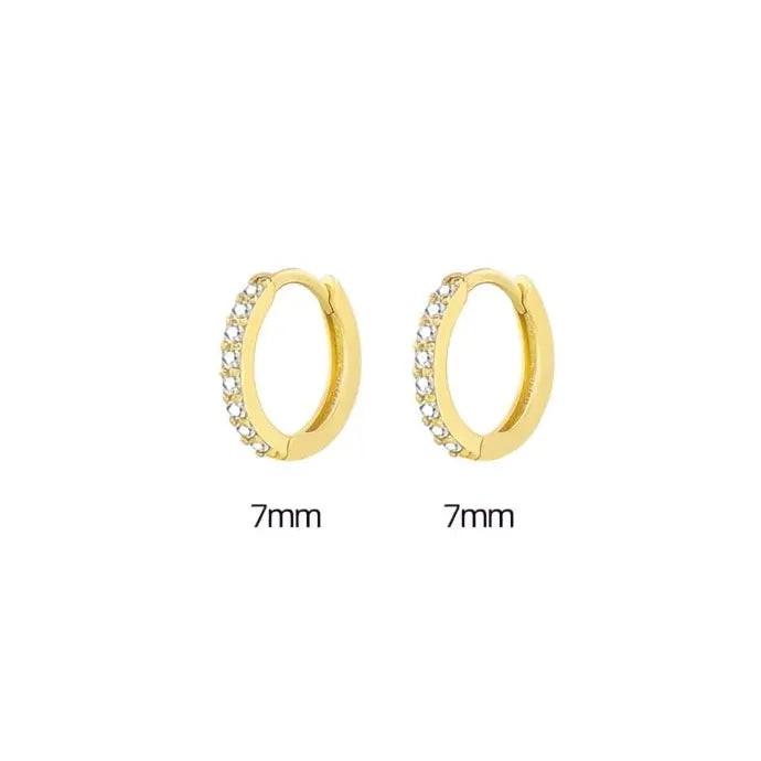 Minimalist Round Copper Hoop Earrings with Cubic Zirconia Geometric Design