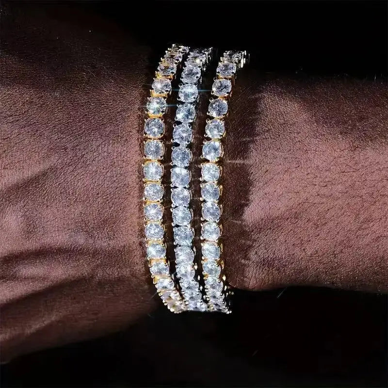 Moissanite Tennis Bracelet S925 Silver D Color VVS1 18K Gold Plated Unisex Jewelry