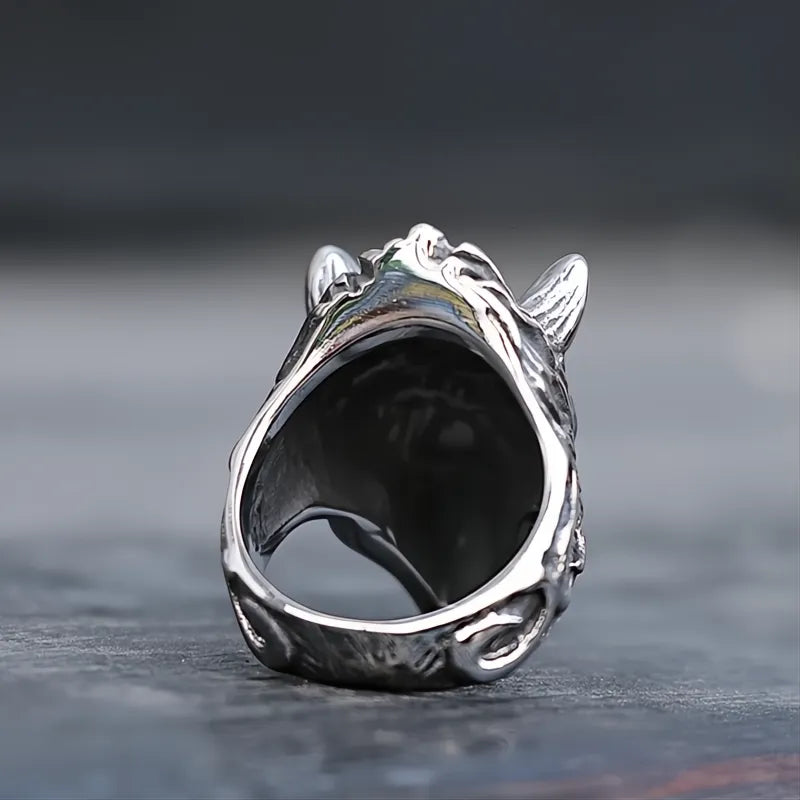 316L Stainless Steel Viking Wolf Head Ring Men’s Biker Nordic Punk Jewelry Size 7-13