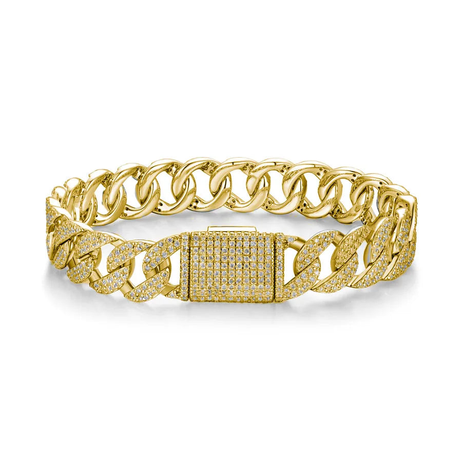 Hip Hop S925 Sterling Silver Moissanite Tennis Bracelet 18K Gold VVS1 Diamond Jewelry