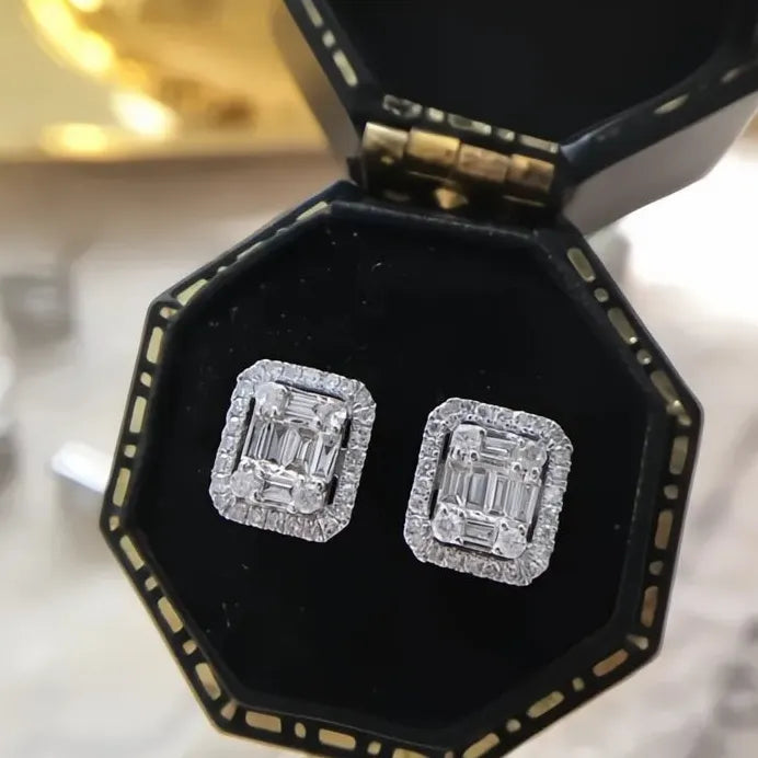 Geometric Cubic Zirconia Stud Earrings for Women Daily & Party Wear