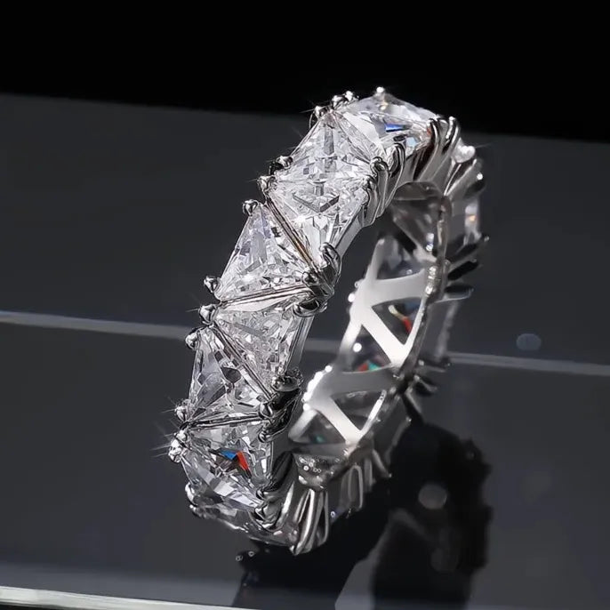 Luxury Wedding Band Promise Rings for Women Triangle Cubic Zirconia Brass Trendy Jewelry