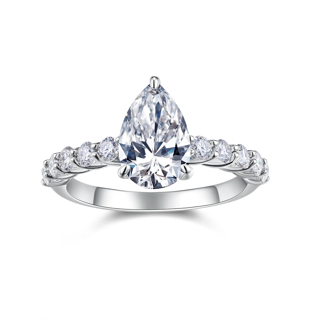 Pear Cut Moissanite Engagement Ring 925 Silver Hypoallergenic Wedding Jewelry