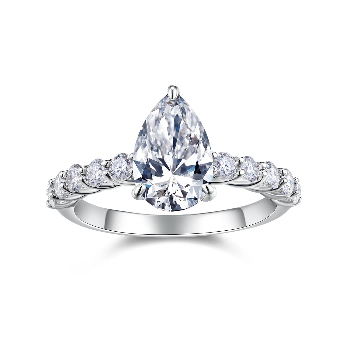 Pear Cut Moissanite Engagement Ring 925 Silver Hypoallergenic Wedding Jewelry