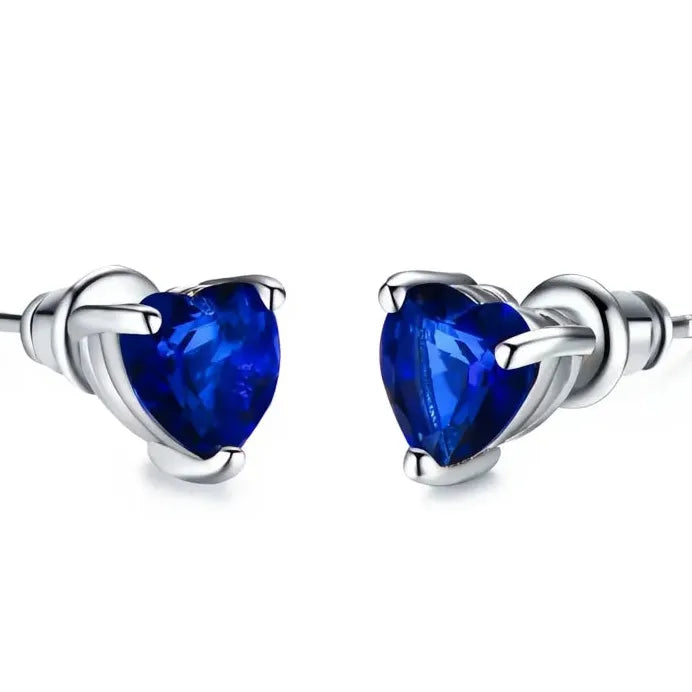 Multi-Color Heart Cubic Zirconia Stud Earrings for Women Stylish Jewelry