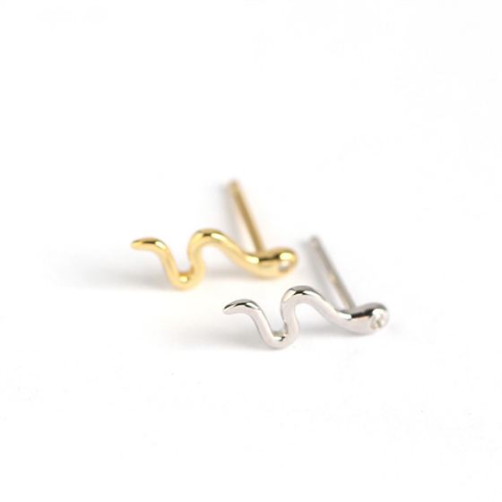 Animal Snake Cute 925 Sterling Silver Stud Earrings