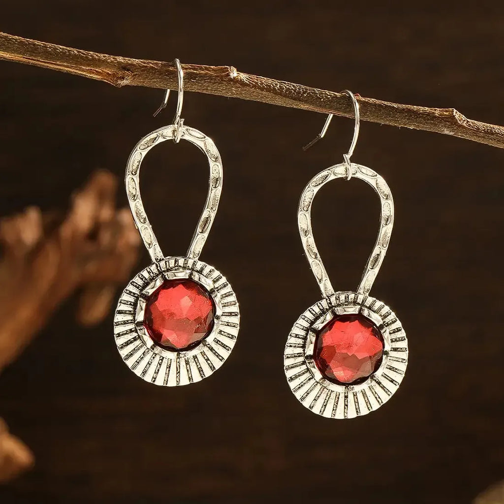 Handmade Boho Zinc Alloy Drop Hook Earrings Women Ancient Design Gift