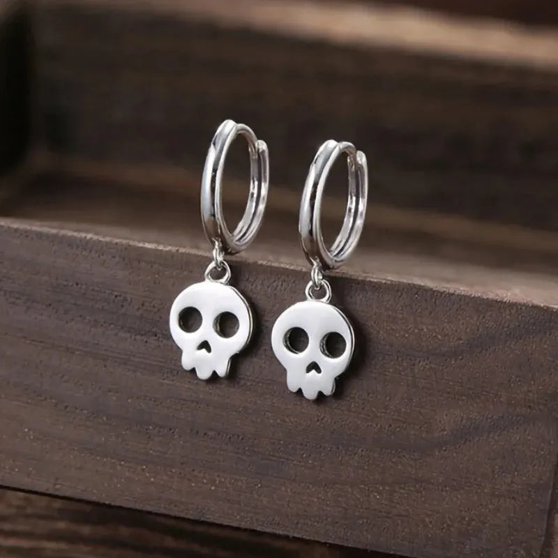 Minimalist Copper Ghost Head Skull Earrings Gothic Punk Rock Party Gift