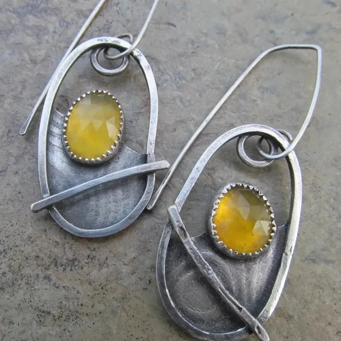 Retro Silver Minimalist Hollow Zinc Alloy Drop Earrings for Women & Teens