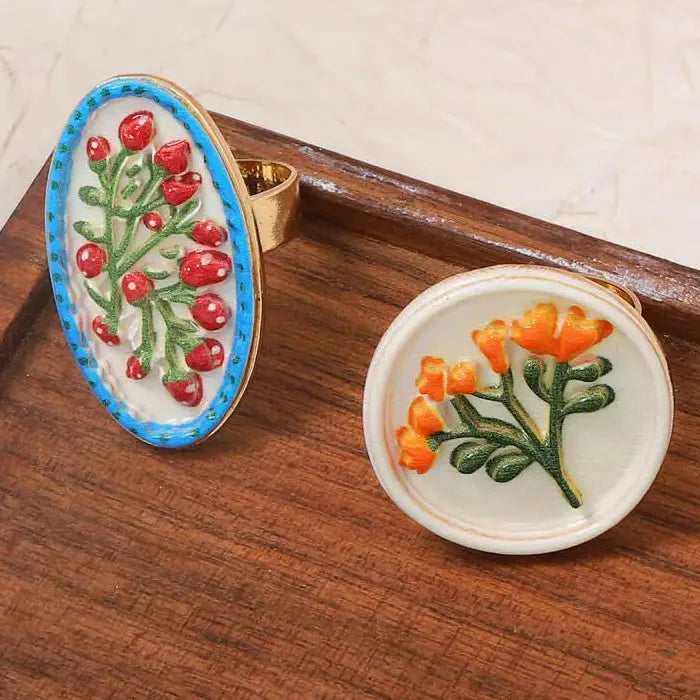 French Style Retro Adjustable Plant Ring Women Jewelry Gift Vintage Charm