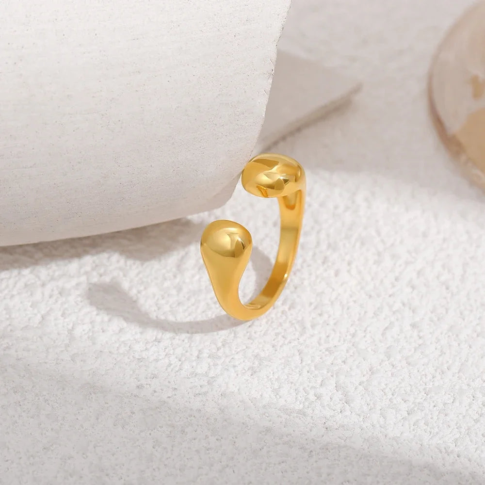 18k Gold Plated Hypoallergenic Waterproof Droplet Ring for Women Stylish Bijoux