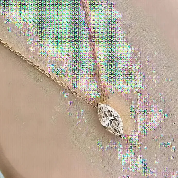 Marquise Cubic Zirconia Pendant Necklace with Gold Chain for Weddings