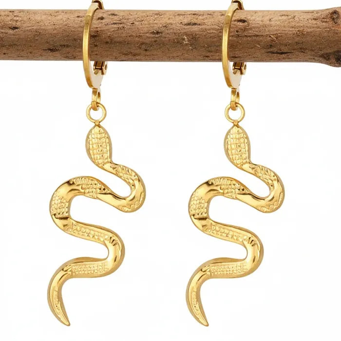 Stainless Steel Snake Drop Earrings Retro Animal Dangle Jewelry for Men Women