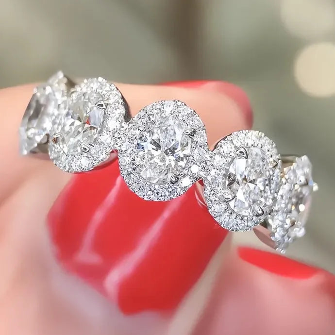 Luxury Oval Cubic Zirconia Brass Women’s Fashion Party Wedding Ring