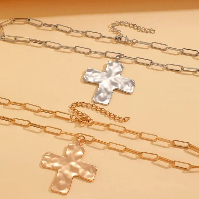 Irregular Cross Geometric Pendant Necklace Women Zinc Alloy Choker 2025