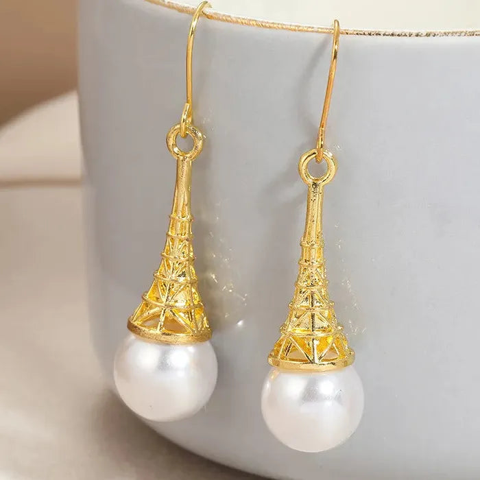 Gold Water Drop Dangle Earrings with Natural Stone for Women Bridal Wedding Jewelry
