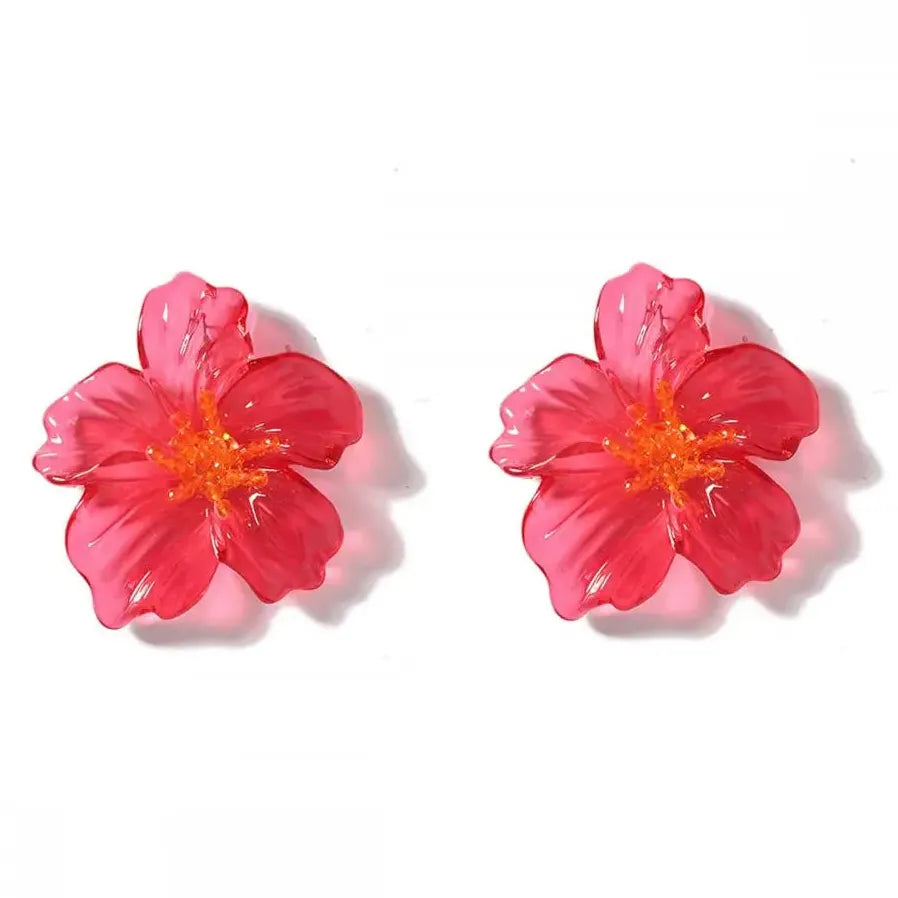 2025 Acrylic Transparent Flower Stud Earrings for Women Large Colorful Nature Jewelry