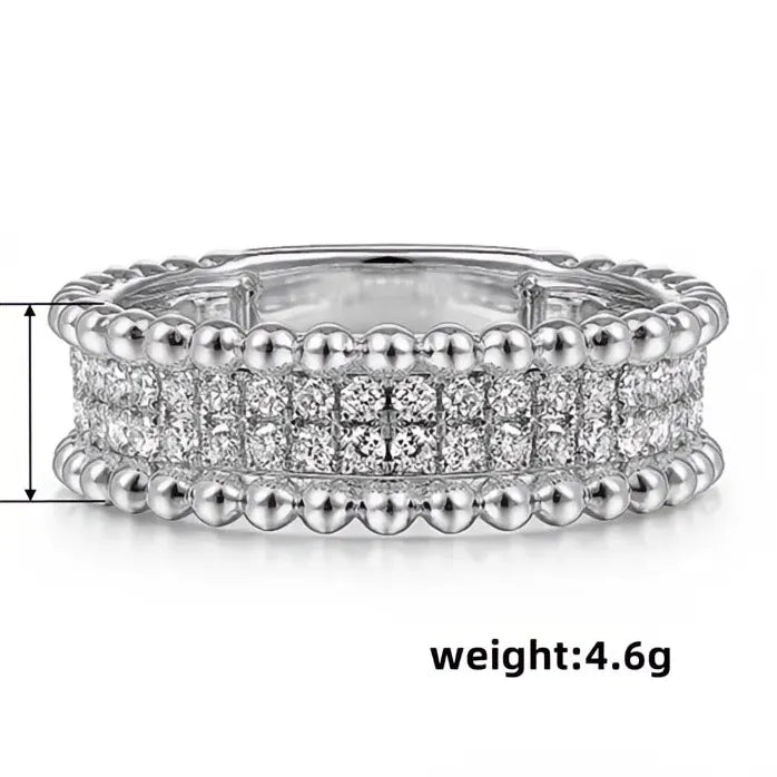 Two-Tone Brass Engagement Ring with Zirconia Wedding Band for Women