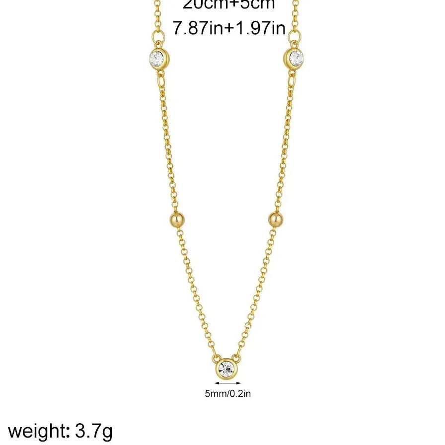 18K Gold Plated Stainless Steel Waterdrop Zircon Necklace for Women Gift