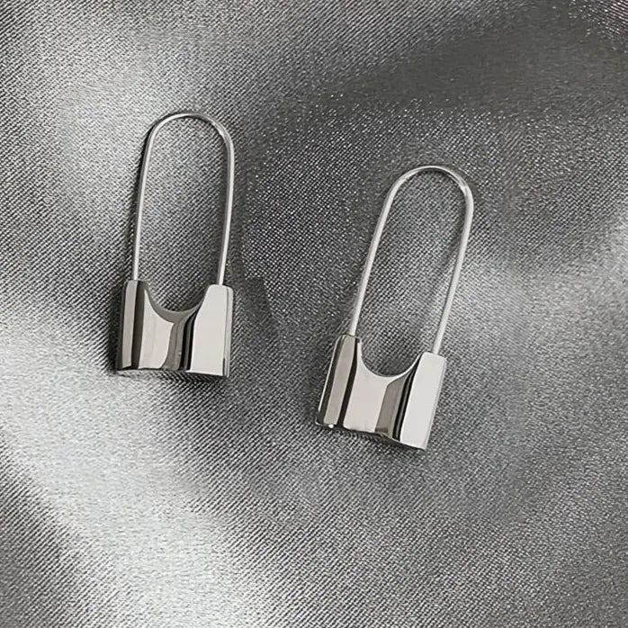 Chic Geometric Lock Drop Earrings for Women Silver Gold Plated Y2K Jewelry