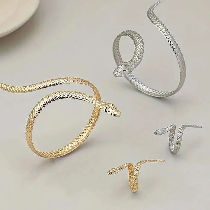 Vintage Adjustable Gold Snake Bracelets Punk Jewelry for Women Men Unisex