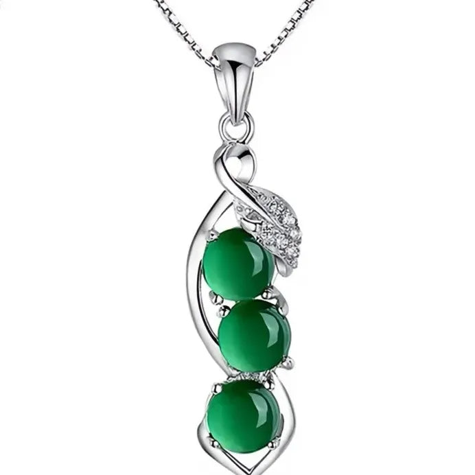 Elegant Luxury Wedding Necklace with Green Cubic Zirconia Geometric Pendant